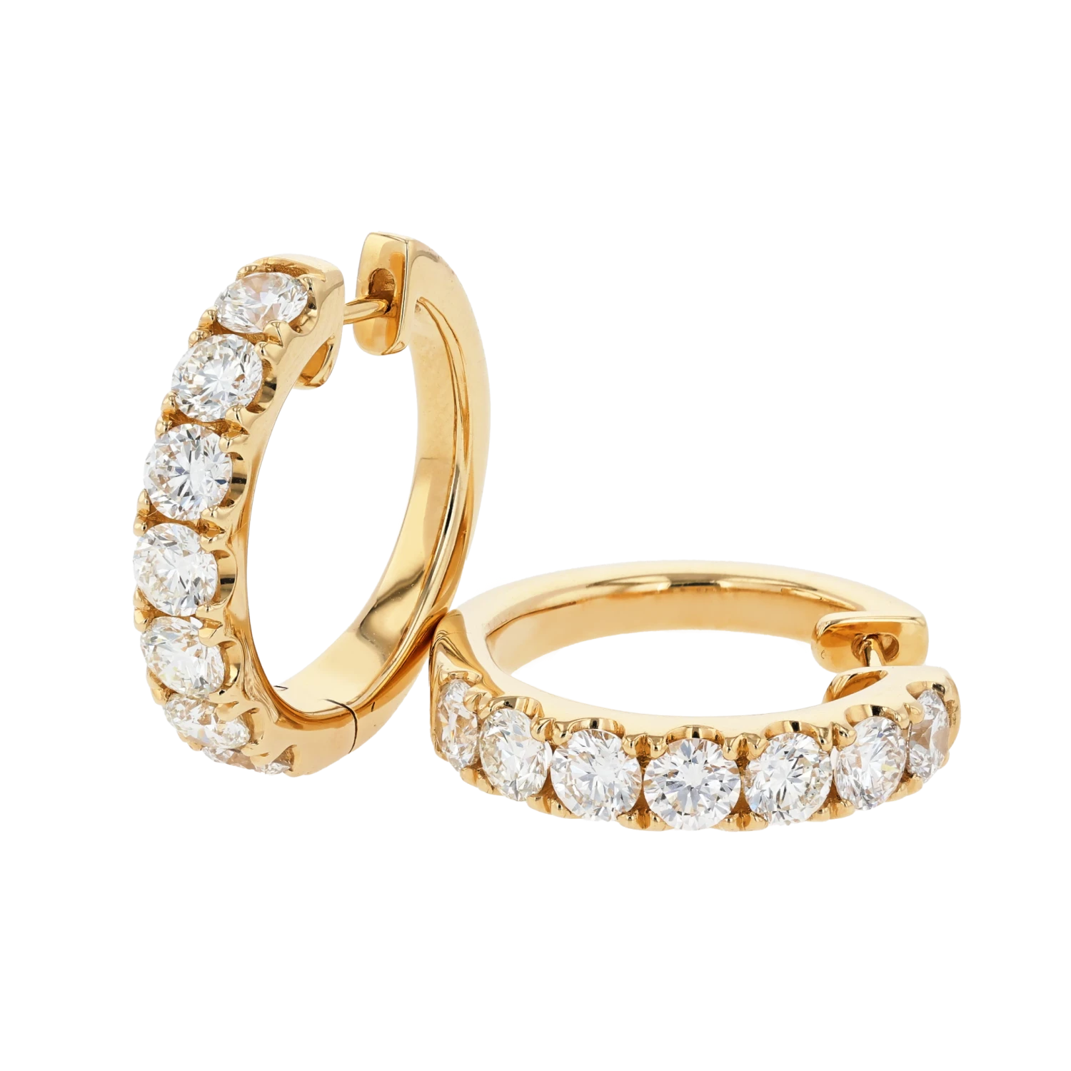 14K Yellow Gold Diamond Huggie Hoops 1.98CTW 3 14K Yellow Gold Diamond Huggie Hoops 1.98CTW