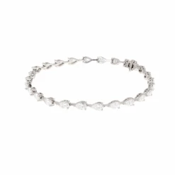 Pear Shaped Diamond Tennis Bracelet 3.85CTW Platinum