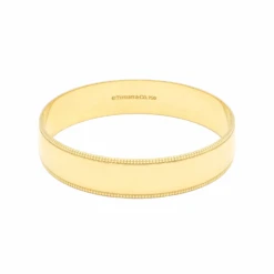Estate Tiffany & Co. 18K Yellow Gold MilGrain Edged Bangle Bracelet