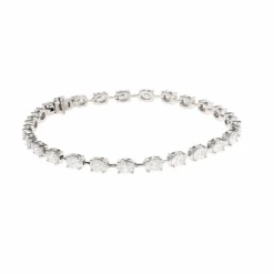 Estate Platinum 6.00CTW Oval Diamond & Bar Tennis Bracelet