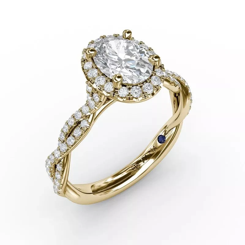 FANA Oval Halo With Diamond Twist Shank Ring Setting 6 FANA Oval Halo With Diamond Twist Shank Ring Setting - Image 4