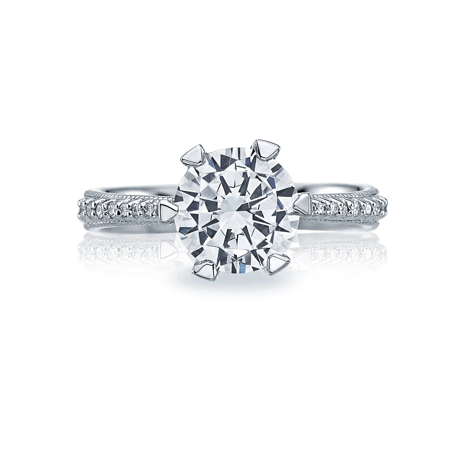 Tacori 18k White Gold Simply Tacori Round Diamond Engagement Ring Setting (0.17 CTW) 3 Tacori 18k White Gold Simply Tacori Round Diamond Engagement Ring Setting (0.17 CTW)