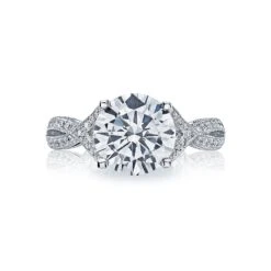 Tacori 18k White Gold Ribbon Round Diamond Engagement Ring Setting (0.28 CTW)