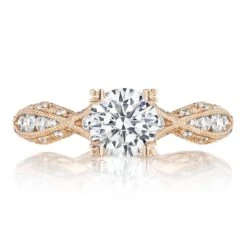 Tacori 18k Rose Gold Classic Crescent Round Diamond Engagement Ring Setting (0.41CTW) -DIAMOND JEWELRY SHOP 2578rd6512pk 10 dbcc249a 911b 4f4f 9524 66f65ae5cdb6