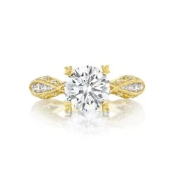 Tacori 18k Yellow Gold Classic Crescent Round Diamond Engagement Ring Setting (0.85 CTW)