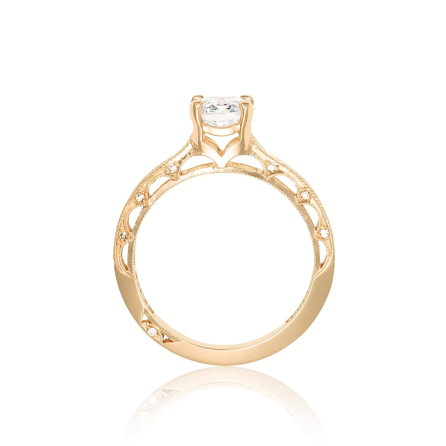 Tacori 18k Rose Gold Reverse Crescent Round Diamond Engagement Ring Setting (0.25 CTW) 4 Tacori 18k Rose Gold Reverse Crescent Round Diamond Engagement Ring Setting (0.25 CTW) - Image 2