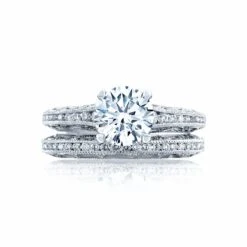 Tacori 18k White Gold Reverse Crescent Round Diamond Engagement Ring Setting (0.25 CTW) -DIAMOND JEWELRY SHOP 2617rd7 30