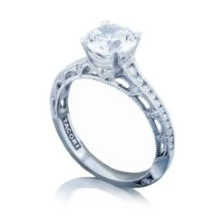 Tacori 18k White Gold Reverse Crescent Round Diamond Engagement Ring Setting (0.25 CTW) -DIAMOND JEWELRY SHOP 2617rd7 50