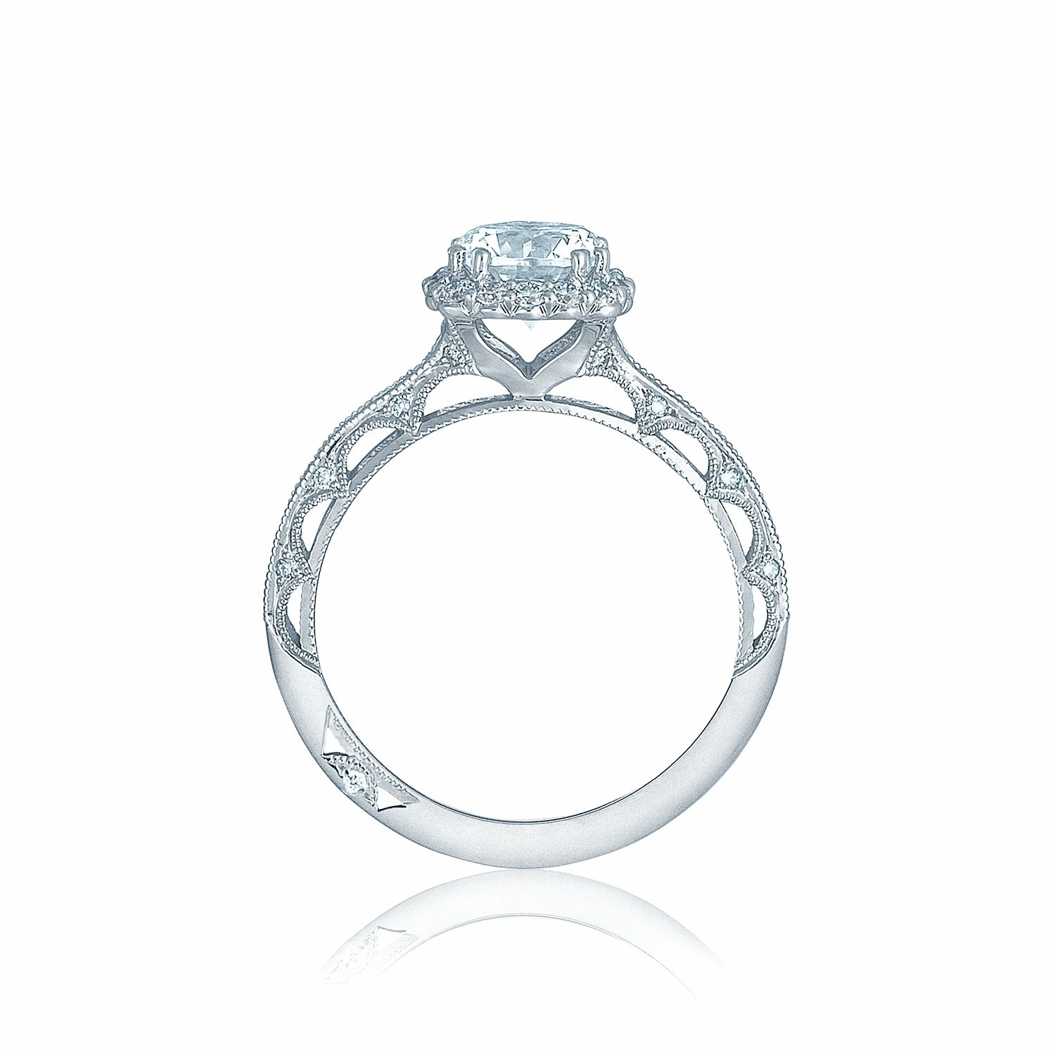 Tacori 18k White Gold Reverse Crescent Round Diamond Engagement Ring Setting (0.45 CTW) 4 Tacori 18k White Gold Reverse Crescent Round Diamond Engagement Ring Setting (0.45 CTW) - Image 2