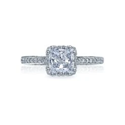 Tacori Platinum Dantela Princess Diamond Engagement Ring Setting (0.3 CTW)