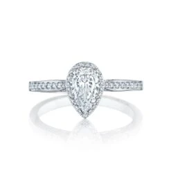 Tacori 18k White Gold Dantela Pear Diamond Engagement Ring Setting (0.26 CTW)