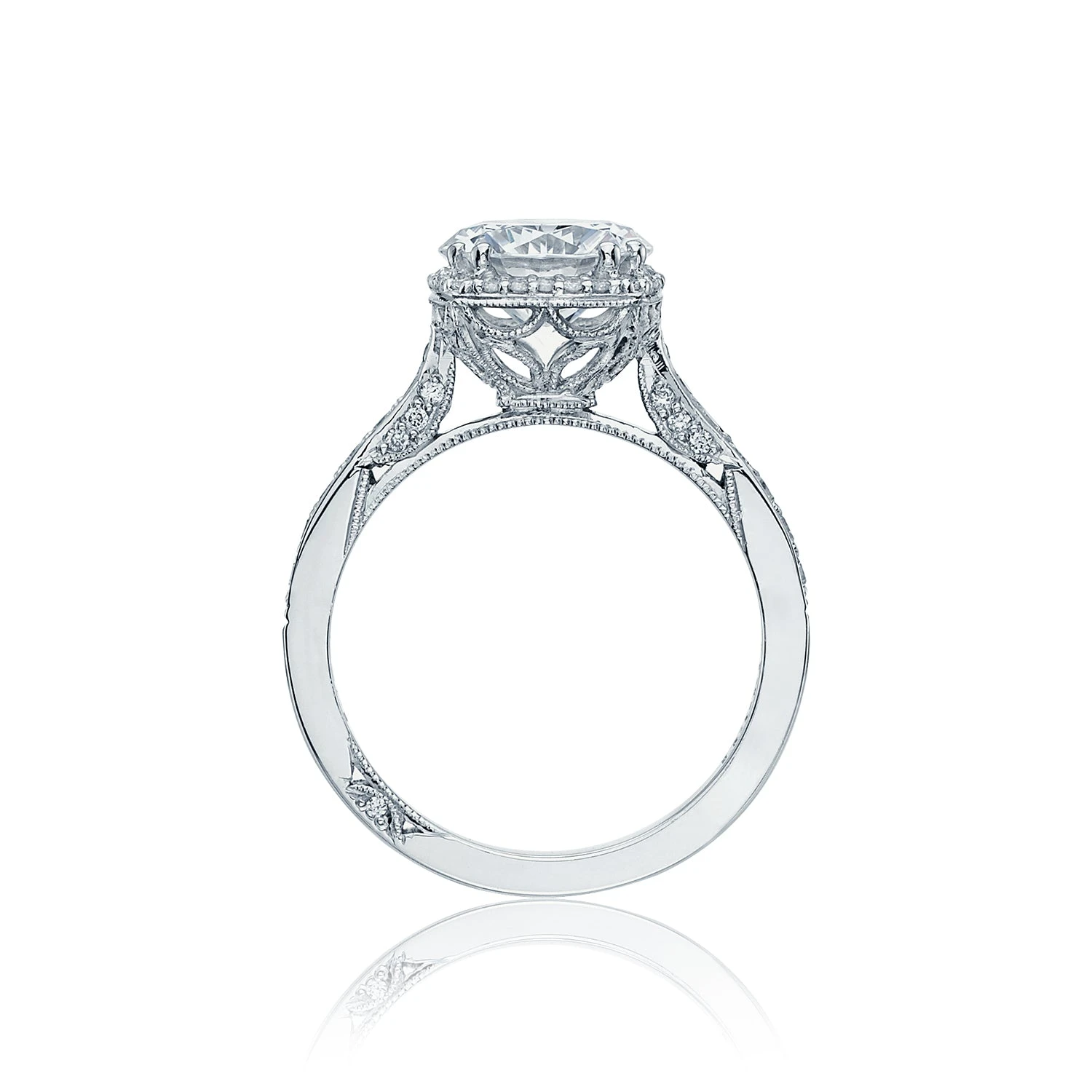Tacori 18k White Gold Dantela Round Diamond Engagement Ring Setting (0.37 CTW) 5 Tacori 18k White Gold Dantela Round Diamond Engagement Ring Setting (0.37 CTW) - Image 3