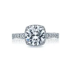 Tacori 18k White Gold Dantela Round Diamond Engagement Ring Setting (0.37 CTW)