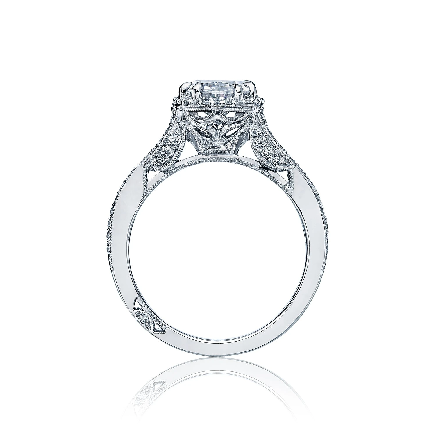 Tacori 18k White Gold Dantela Oval Diamond Engagement Ring Setting (0.5 CTW) 4 Tacori 18k White Gold Dantela Oval Diamond Engagement Ring Setting (0.5 CTW) - Image 2
