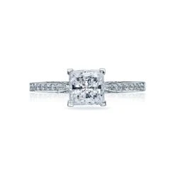 Tacori 18k White Gold Dantela Princess Diamond Engagement Ring Setting (0.2 CTW)