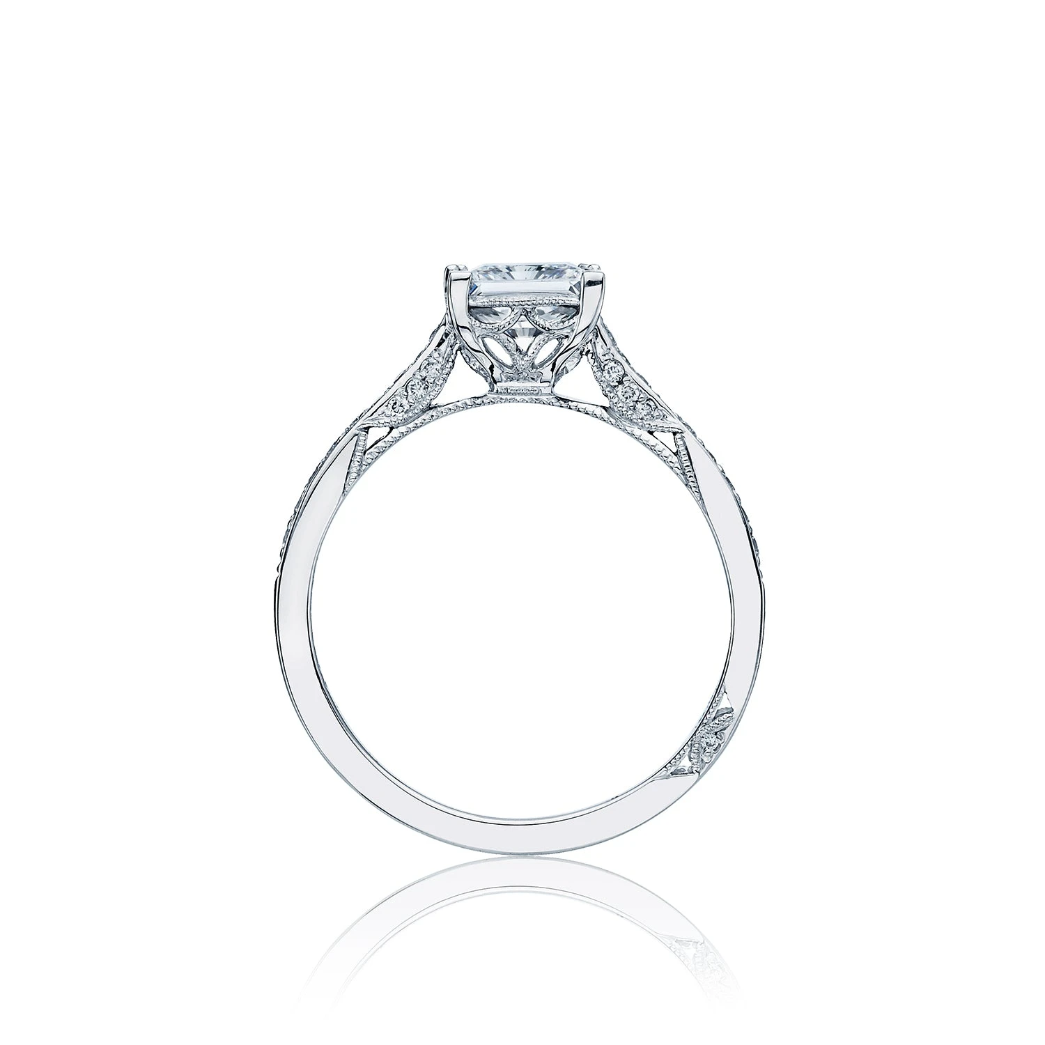Tacori 18k White Gold Dantela Princess Diamond Engagement Ring Setting (0.2 CTW) 4 Tacori 18k White Gold Dantela Princess Diamond Engagement Ring Setting (0.2 CTW) - Image 2