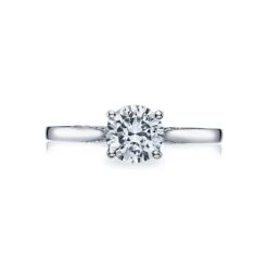 Tacori 18k White Gold Dantela Round Diamond Engagement Ring Setting (0.06 CTW)