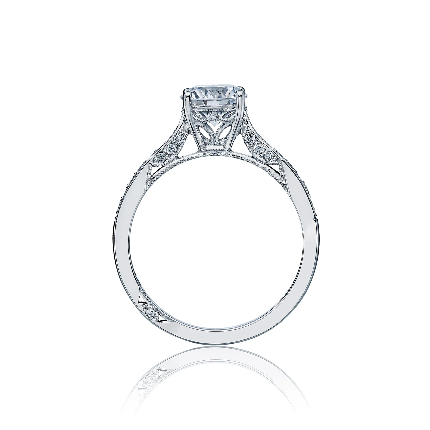 Tacori 18k White Gold Dantela Round Diamond Engagement Ring Setting (0.2 CTW) 4 Tacori 18k White Gold Dantela Round Diamond Engagement Ring Setting (0.2 CTW) - Image 2