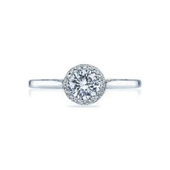 Tacori 18k White Gold Dantela Round Diamond Engagement Ring Setting (0.12 CTW)
