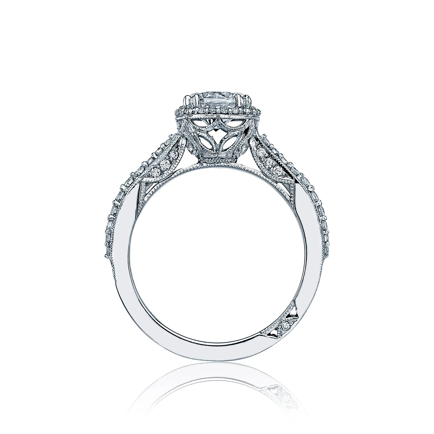 Tacori 18k White Gold Dantela Round Diamond Engagement Ring Setting (0.54 CTW) 4 Tacori 18k White Gold Dantela Round Diamond Engagement Ring Setting (0.54 CTW) - Image 2
