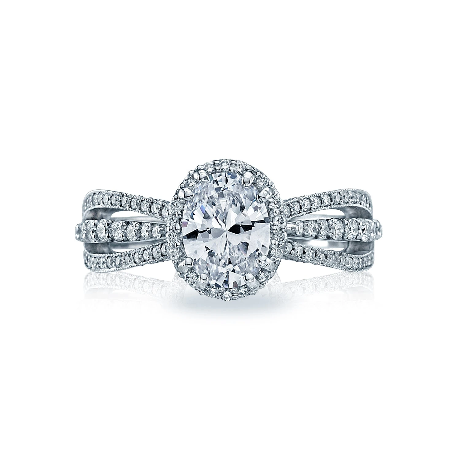 Tacori 18k White Gold Dantela Oval Diamond Engagement Ring Setting (0.52 CTW) 3 Tacori 18k White Gold Dantela Oval Diamond Engagement Ring Setting (0.52 CTW)