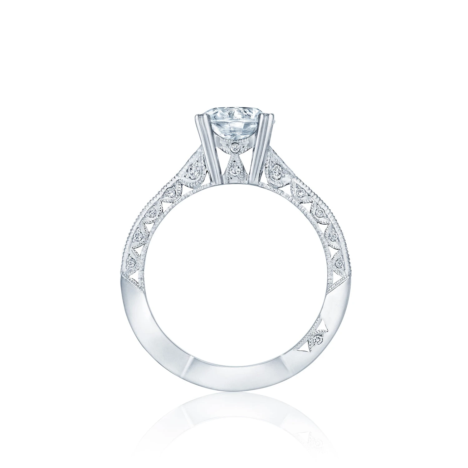 Tacori 18k White Gold Classic Crescent Round Diamond Engagement Ring Setting (0.77 CTW) 5 Tacori 18k White Gold Classic Crescent Round Diamond Engagement Ring Setting (0.77 CTW) - Image 3
