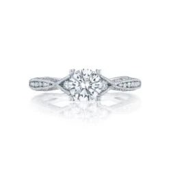 Tacori Platinum Classic Crescent Round Diamond Engagement Ring Setting (0.28 CTW)