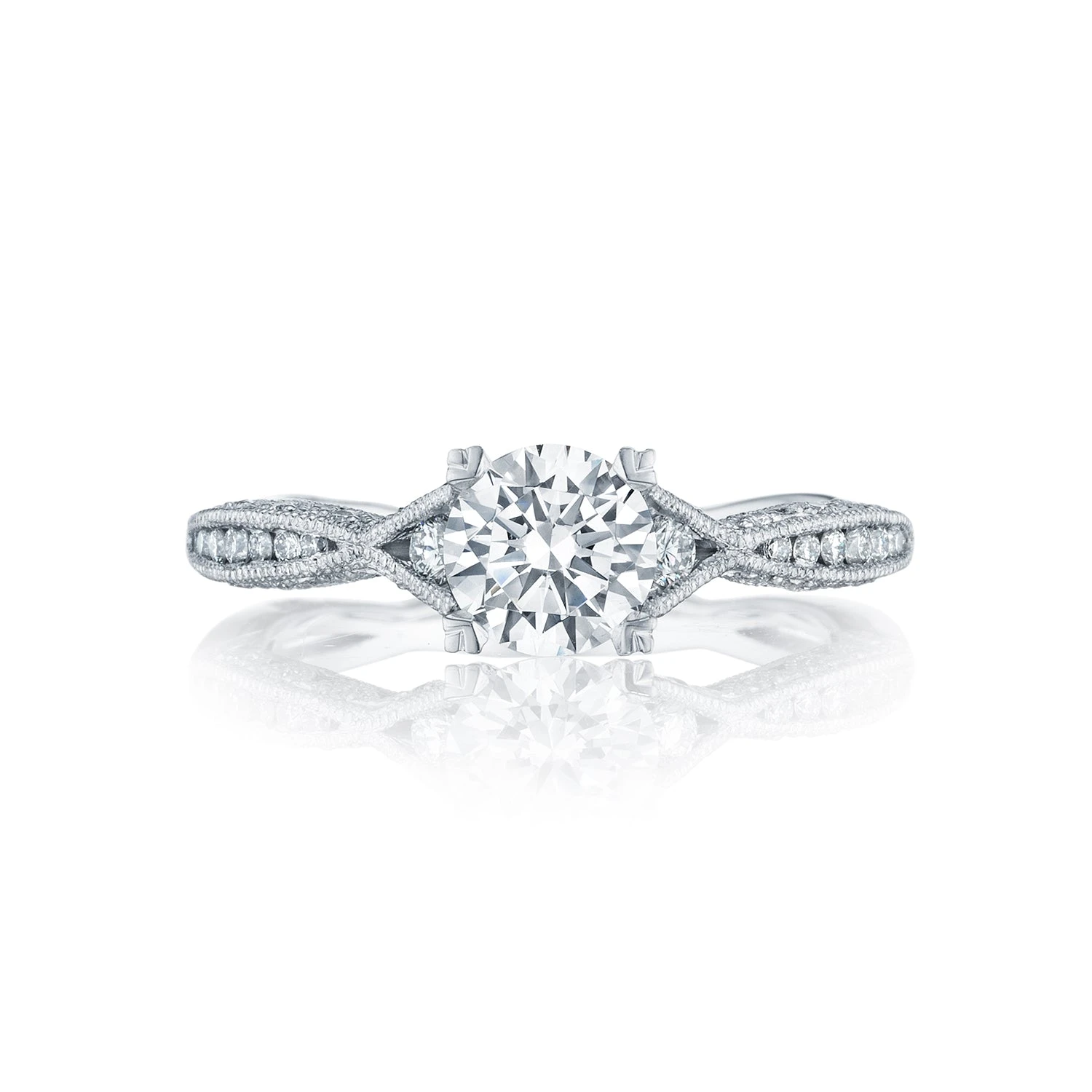 Tacori Platinum Classic Crescent Round Diamond Engagement Ring Setting (0.28 CTW) 4 Tacori Platinum Classic Crescent Round Diamond Engagement Ring Setting (0.28 CTW) - Image 2
