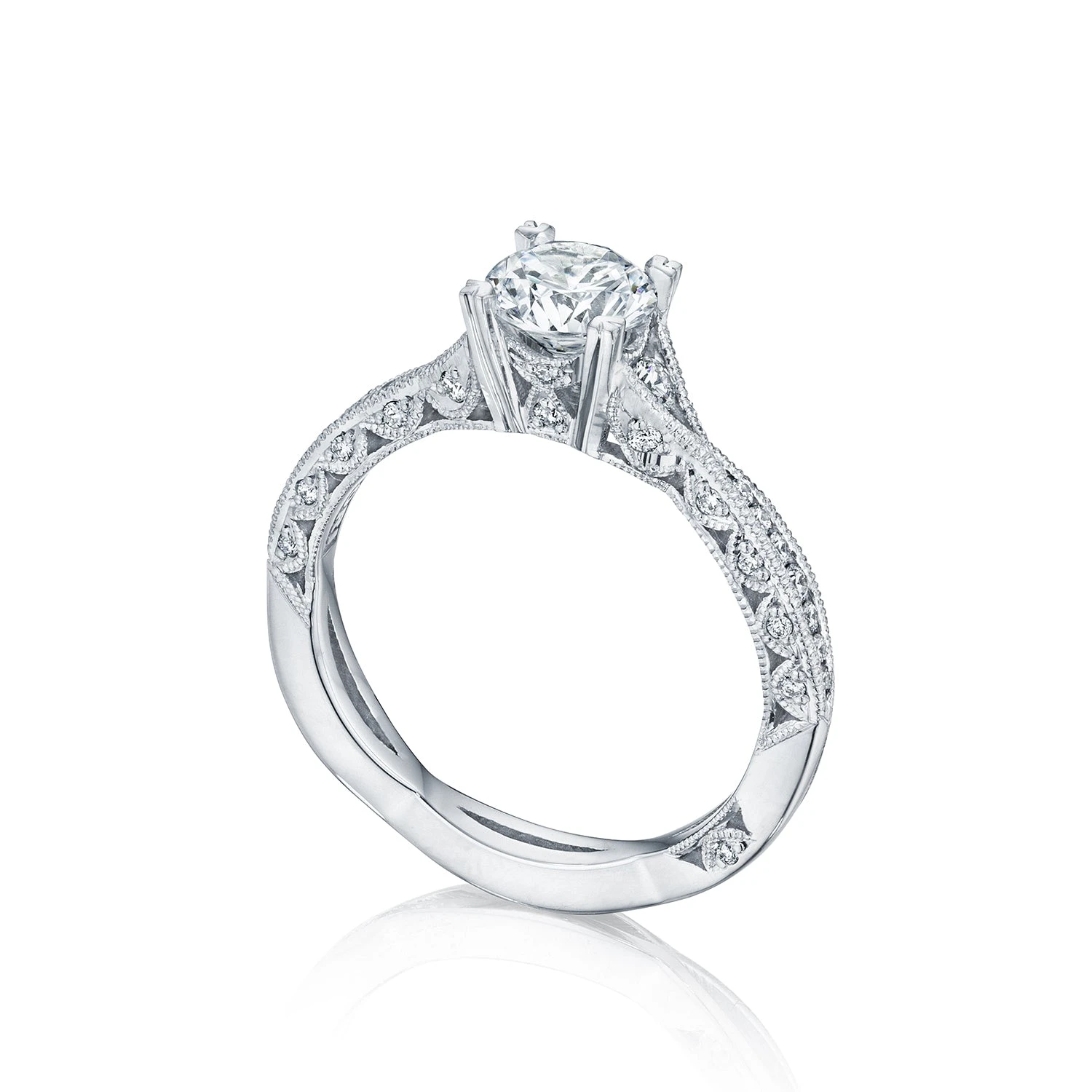 Tacori Platinum Classic Crescent Round Diamond Engagement Ring Setting (0.28 CTW) 8 Tacori Platinum Classic Crescent Round Diamond Engagement Ring Setting (0.28 CTW) - Image 6