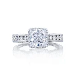 Tacori 18k White Goldd Dantela Princess Diamond Engagement Ring Setting (0.6 CTW)
