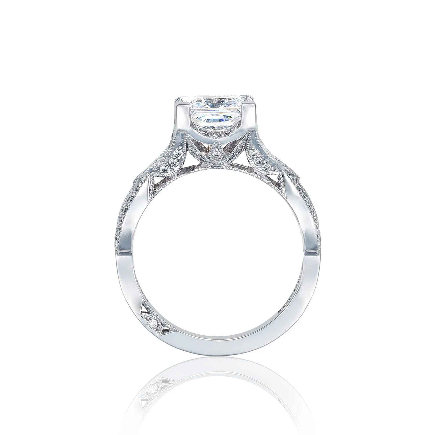 Tacori 18k White Gold Ribbon Princess Diamond Engagement Ring Setting (0.62 CTW) 4 Tacori 18k White Gold Ribbon Princess Diamond Engagement Ring Setting (0.62 CTW) - Image 2