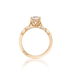 Tacori 18k Rose Gold Ribbon Round Diamond Engagement Ring Setting (0.3 CTW)