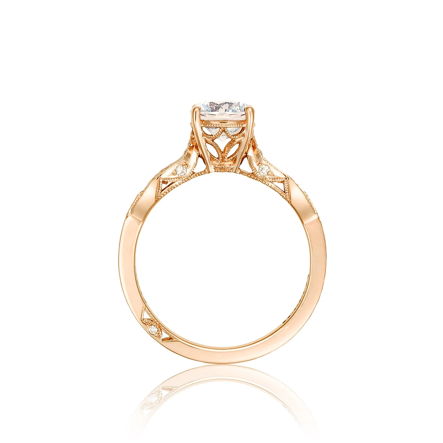 Tacori 18k Rose Gold Ribbon Round Diamond Engagement Ring Setting (0.3 CTW) 3 Tacori 18k Rose Gold Ribbon Round Diamond Engagement Ring Setting (0.3 CTW)