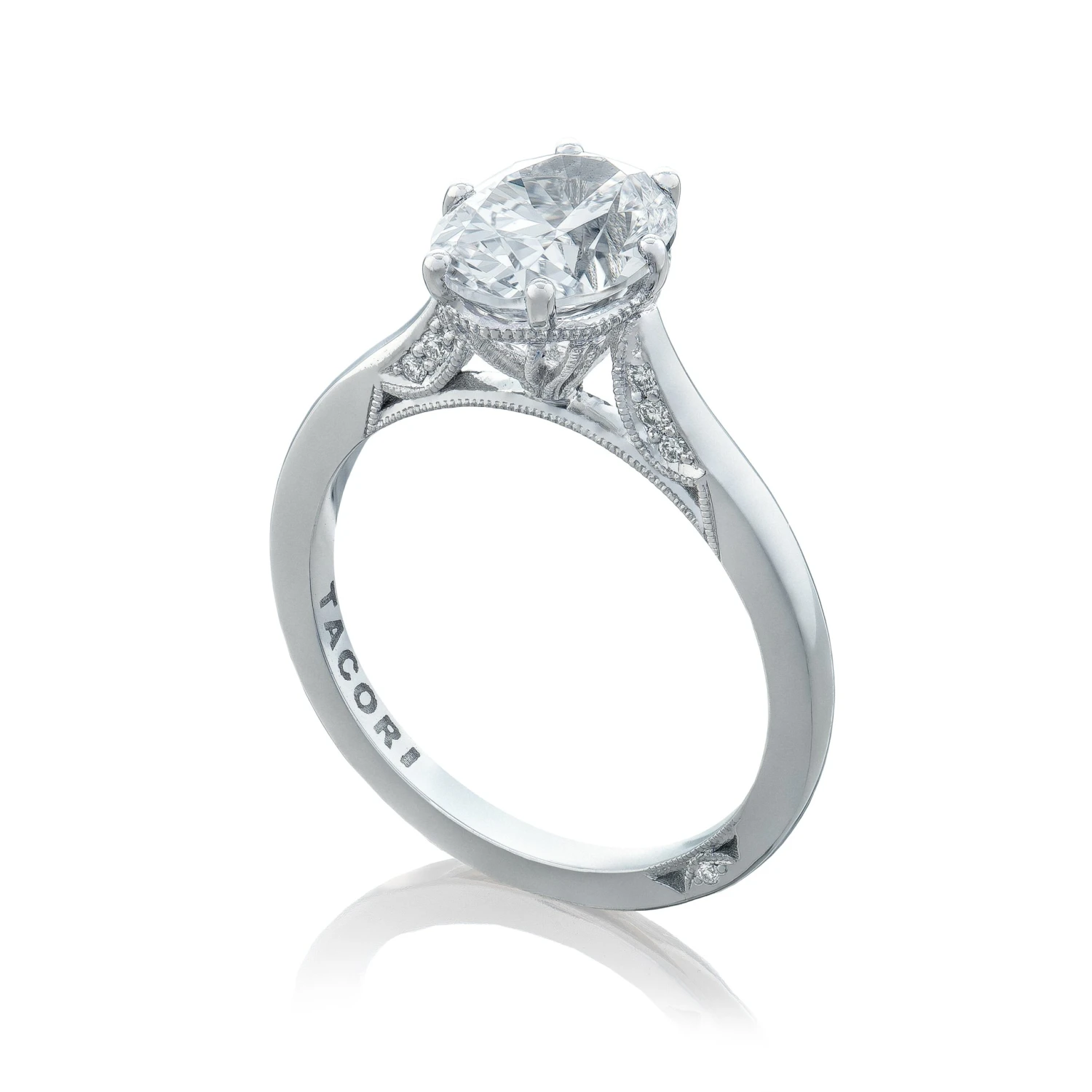 Tacori 18k White Gold Simply Tacori Oval Diamond Engagement Ring Setting (0.07 CTW) 6 Tacori 18k White Gold Simply Tacori Oval Diamond Engagement Ring Setting (0.07 CTW) - Image 4
