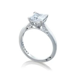 Tacori 18k White Gold Simply Tacori Princess Diamond Engagement Ring Setting (0.07 CTW) 9 Tacori 18k White Gold Simply Tacori Princess Diamond Engagement Ring Setting (0.07 CTW) -DIAMOND JEWELRY SHOP 2650pr7 50