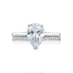 Tacori 18k White Gold Simply Tacori Pear Diamond Engagement Ring Setting (0.07 CTW) 8 Tacori 18k White Gold Simply Tacori Pear Diamond Engagement Ring Setting (0.07 CTW) -DIAMOND JEWELRY SHOP 2650ps10x7 30