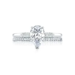 Tacori 18k White Gold Simply Tacori Pear Diamond Engagement Ring Setting (0.11 CTW) -DIAMOND JEWELRY SHOP 2651ps85x55 30
