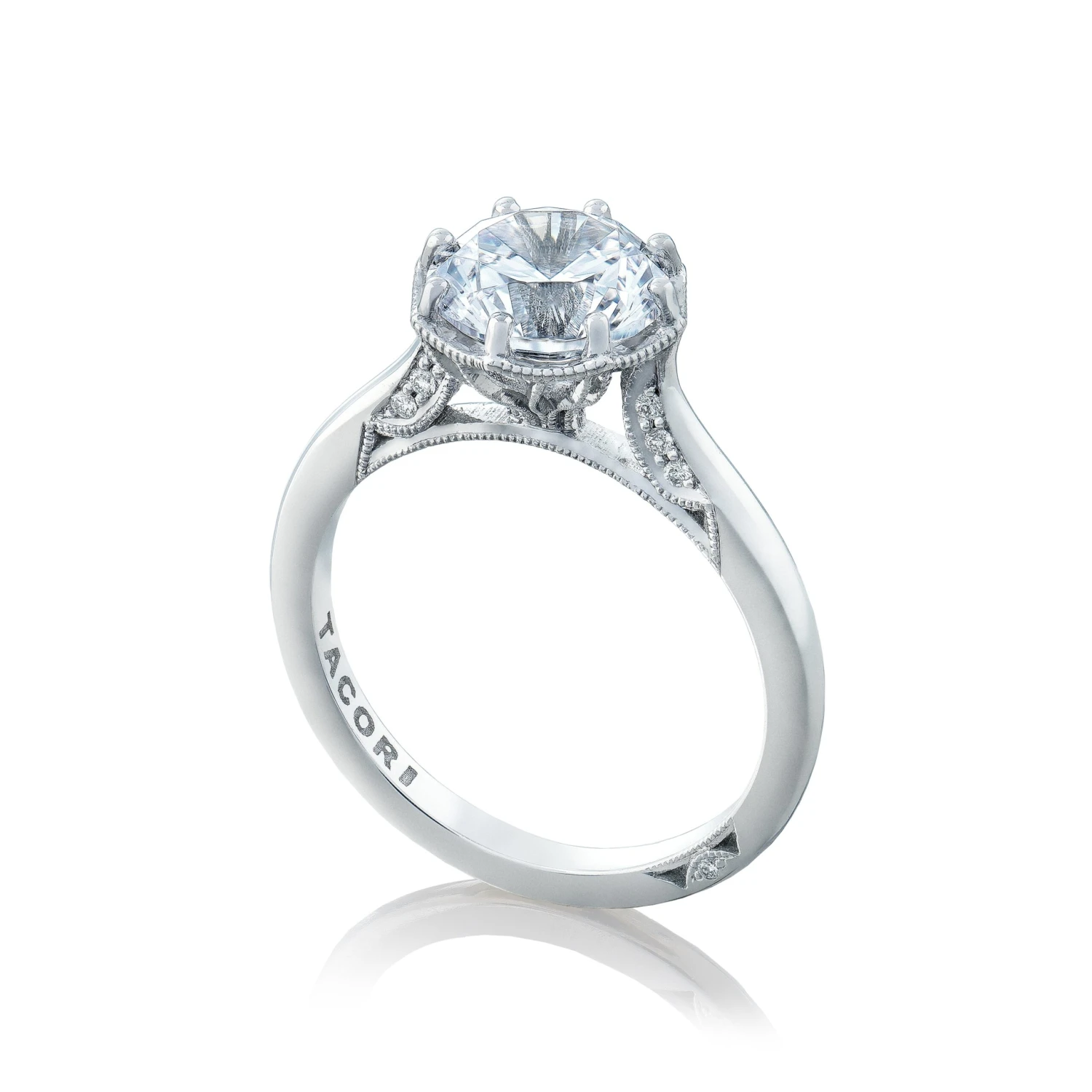 Tacori 18k White Gold Simply Tacori Round Diamond Engagement Ring Setting (0.07 CTW) 6 Tacori 18k White Gold Simply Tacori Round Diamond Engagement Ring Setting (0.07 CTW) - Image 4