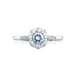 Tacori 18k White Gold Simply Tacori Round Diamond Engagement Ring Setting (0.11 CTW)