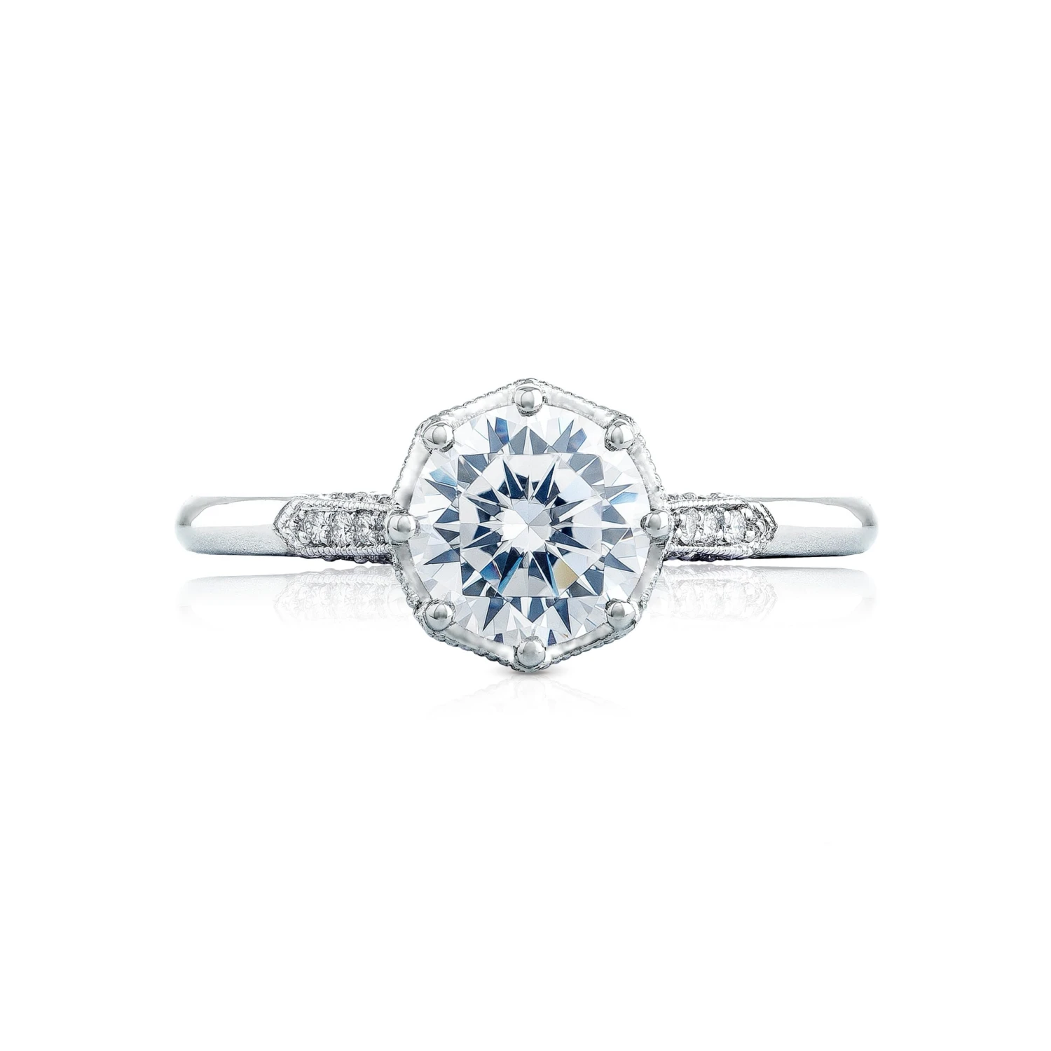 Tacori 18k White Gold Simply Tacori Round Diamond Engagement Ring Setting (0.11 CTW) 3 Tacori 18k White Gold Simply Tacori Round Diamond Engagement Ring Setting (0.11 CTW)