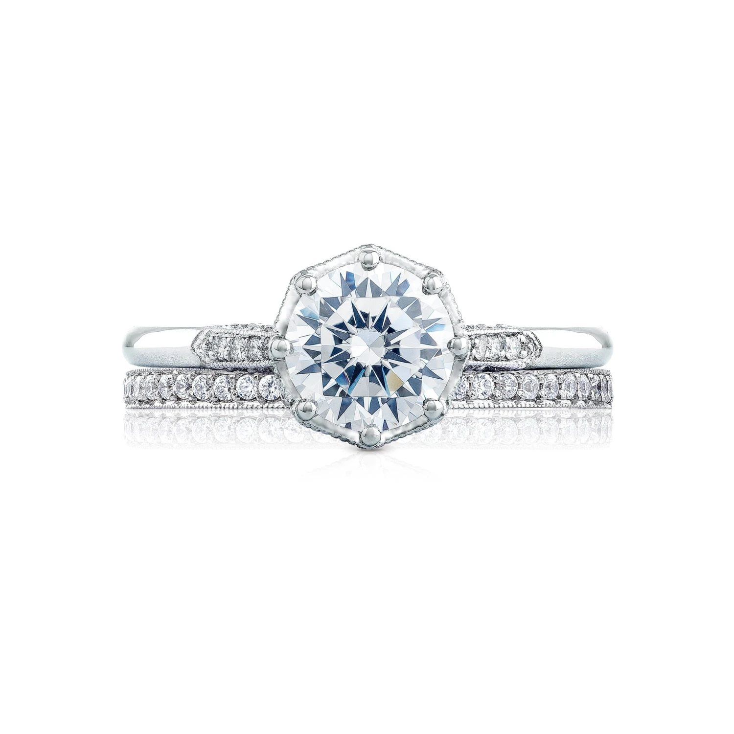 Tacori 18k White Gold Simply Tacori Round Diamond Engagement Ring Setting (0.11 CTW) 5 Tacori 18k White Gold Simply Tacori Round Diamond Engagement Ring Setting (0.11 CTW) - Image 3