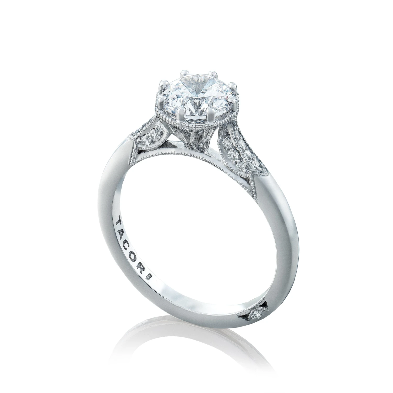 Tacori 18k White Gold Simply Tacori Round Diamond Engagement Ring Setting (0.11 CTW) 6 Tacori 18k White Gold Simply Tacori Round Diamond Engagement Ring Setting (0.11 CTW) - Image 4