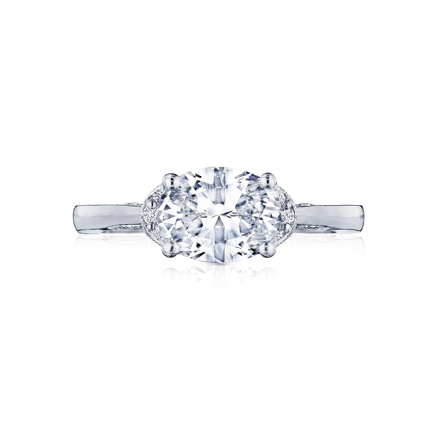 Tacori 18k White Gold Simply Tacori Oval Diamond Engagement Ring Setting (0.13 CTW) 3 Tacori 18k White Gold Simply Tacori Oval Diamond Engagement Ring Setting (0.13 CTW)