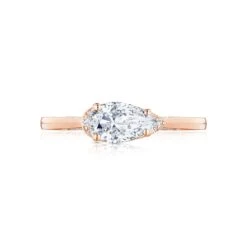 Tacori 18k Rose Gold Simply Tacori Pear Diamond Engagement Ring Setting (0.11 CTW)