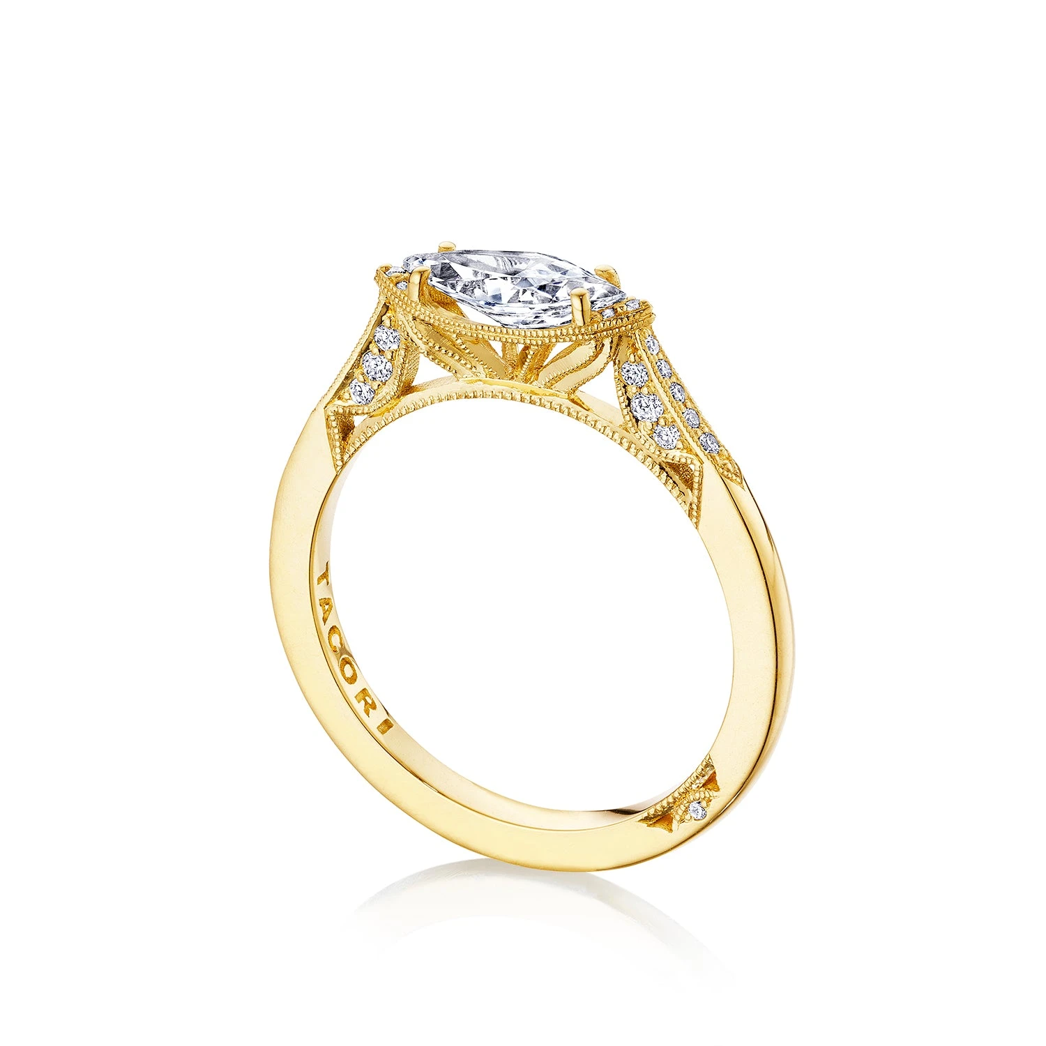 Tacori 18k Yellow Gold Simply Tacori Marquise Diamond Engagement Ring Setting (0.12 CTW) 5 Tacori 18k Yellow Gold Simply Tacori Marquise Diamond Engagement Ring Setting (0.12 CTW) - Image 3