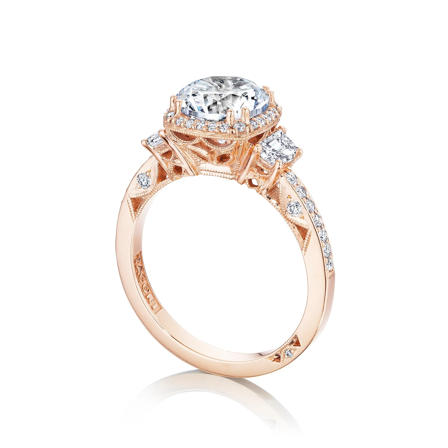 Tacori 18k Rose Gold Dantela Round Diamond Engagement Ring Setting (0.68 CTW) 5 Tacori 18k Rose Gold Dantela Round Diamond Engagement Ring Setting (0.68 CTW) - Image 3