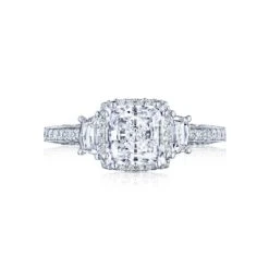 Tacori 18k White Gold Dantela Princess Diamond Engagement Ring Setting (0.69 CTW)