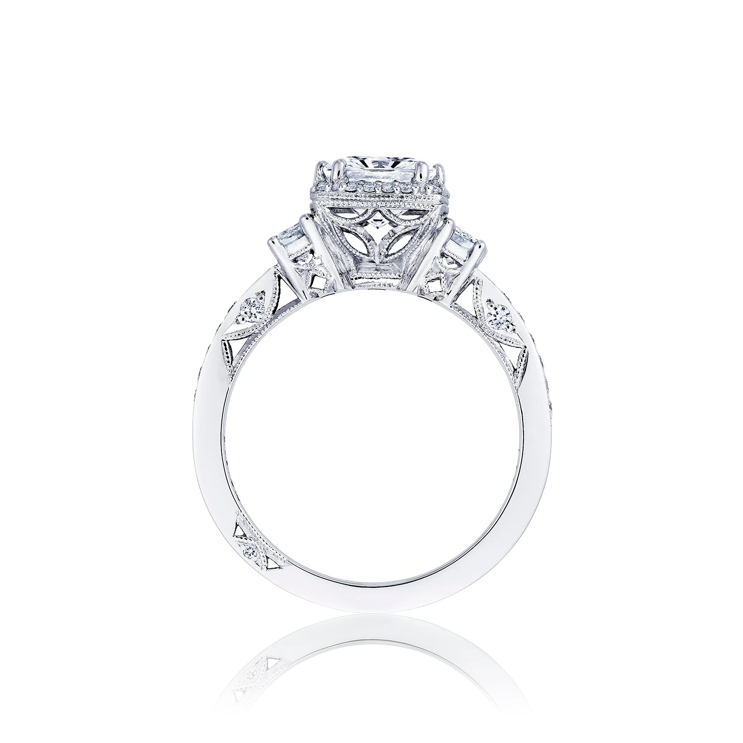 Tacori 18k White Gold Dantela Princess Diamond Engagement Ring Setting (0.69 CTW) 4 Tacori 18k White Gold Dantela Princess Diamond Engagement Ring Setting (0.69 CTW) - Image 2