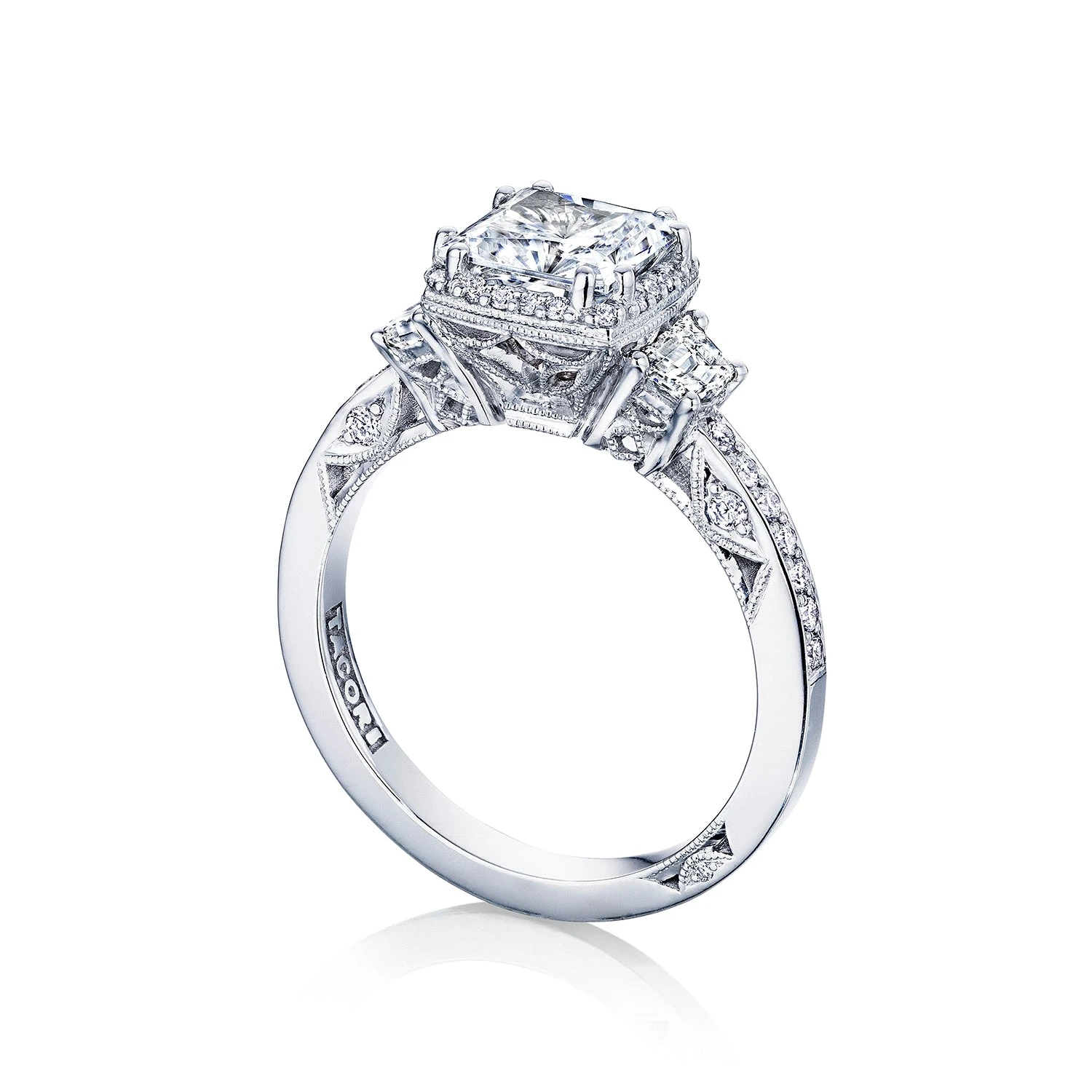 Tacori 18k White Gold Dantela Princess Diamond Engagement Ring Setting (0.69 CTW) 5 Tacori 18k White Gold Dantela Princess Diamond Engagement Ring Setting (0.69 CTW) - Image 3