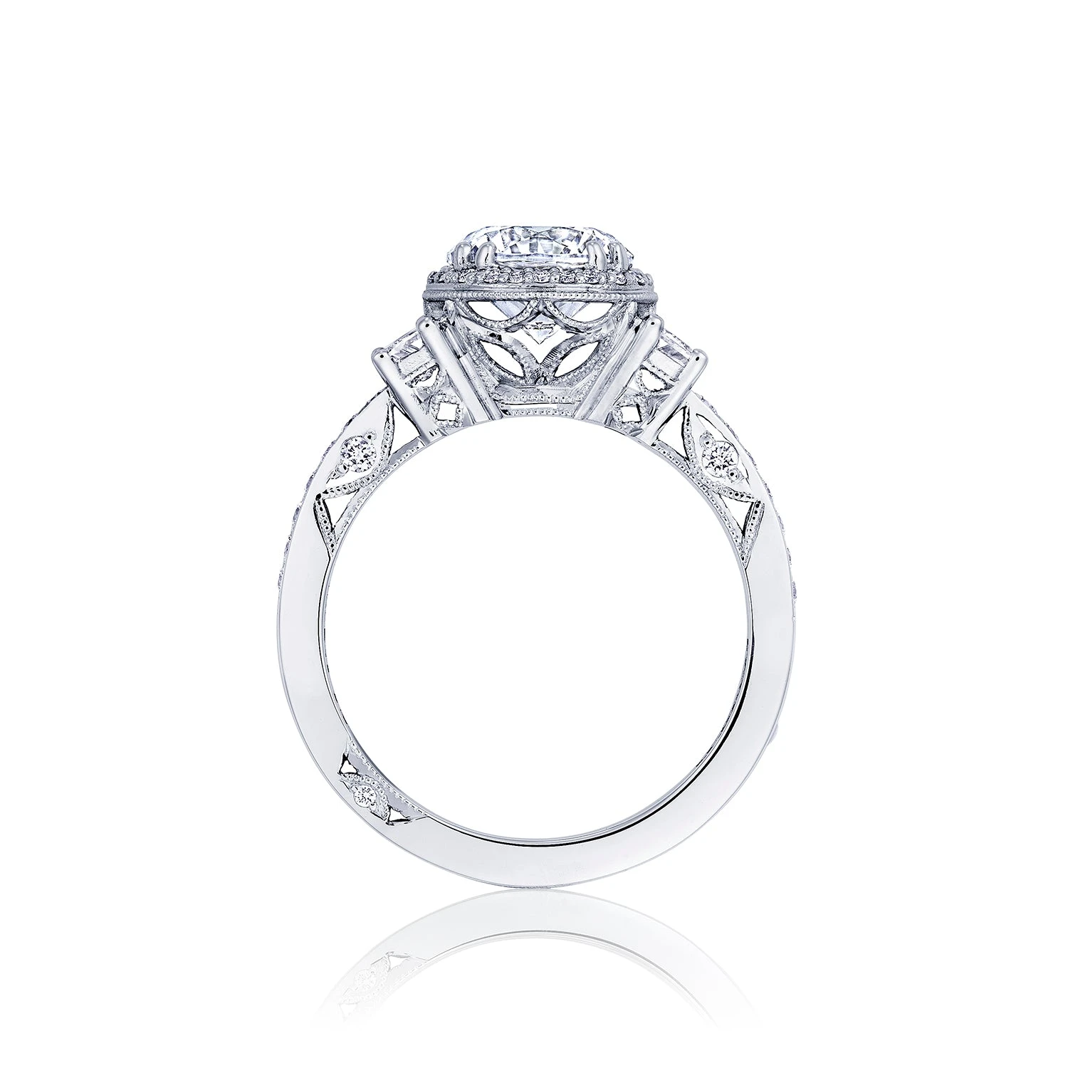 Tacori 18k White Gold Dantela Round Diamond Engagement Ring Setting (0.69 CTW) 4 Tacori 18k White Gold Dantela Round Diamond Engagement Ring Setting (0.69 CTW) - Image 2